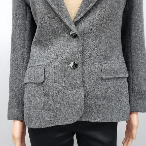 Vintage Union Made 1980s Evan Picone Petite Pure Wool Blend Blazer Jacket Gray S - Picture 5 of 12